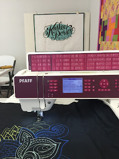 Pfaff embroidery machine stitching multicolor floral design