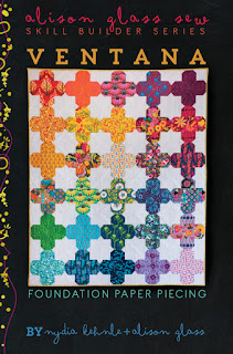 Ventana book cover with colorful quilt blocks