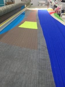 A close up of the floor in an indoor track.
