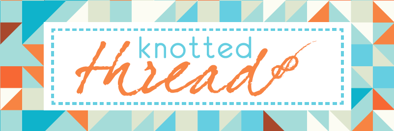 A blue and white banner with the words knotted read written in orange.