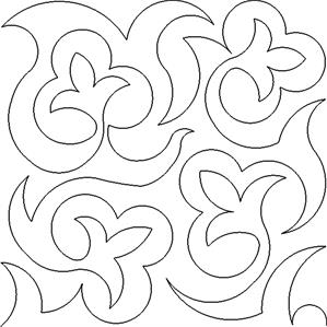 A pattern of swirls and curves in black and white.
