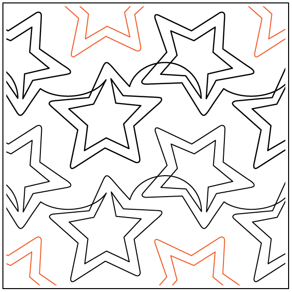 Pattern of outlined stars in black and orange on white background.