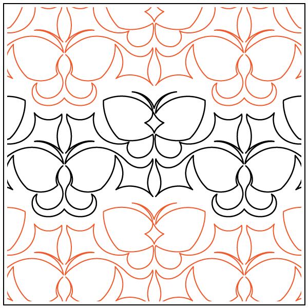 Seamless pattern of stylized butterflies in black and orange outlines.