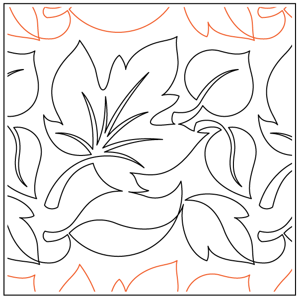 Black and orange floral line art on white background.