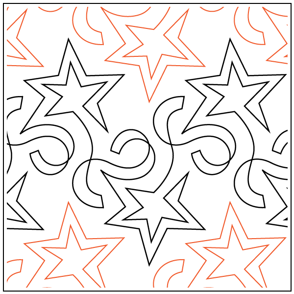 Pattern of stars and the number 5 in black and orange outlines.
