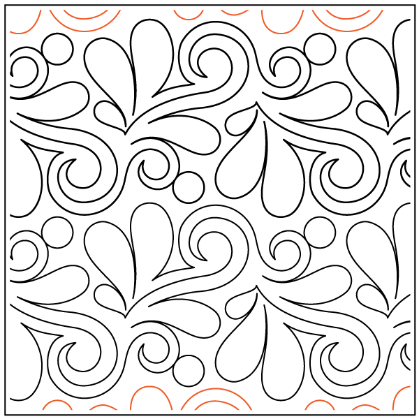 Black and white floral pattern with subtle peach accents.