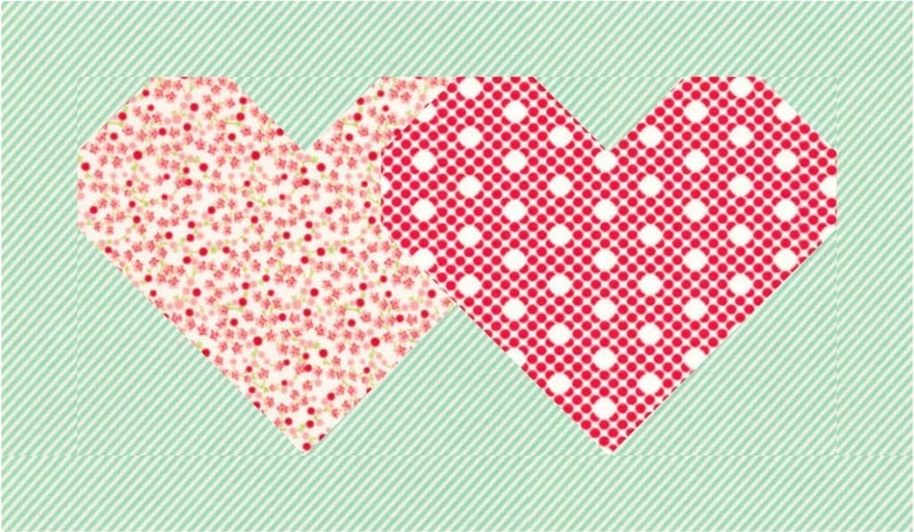 Two hearts are shown with different patterns on them.