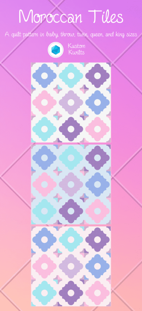 A pink and blue background with different colored squares.