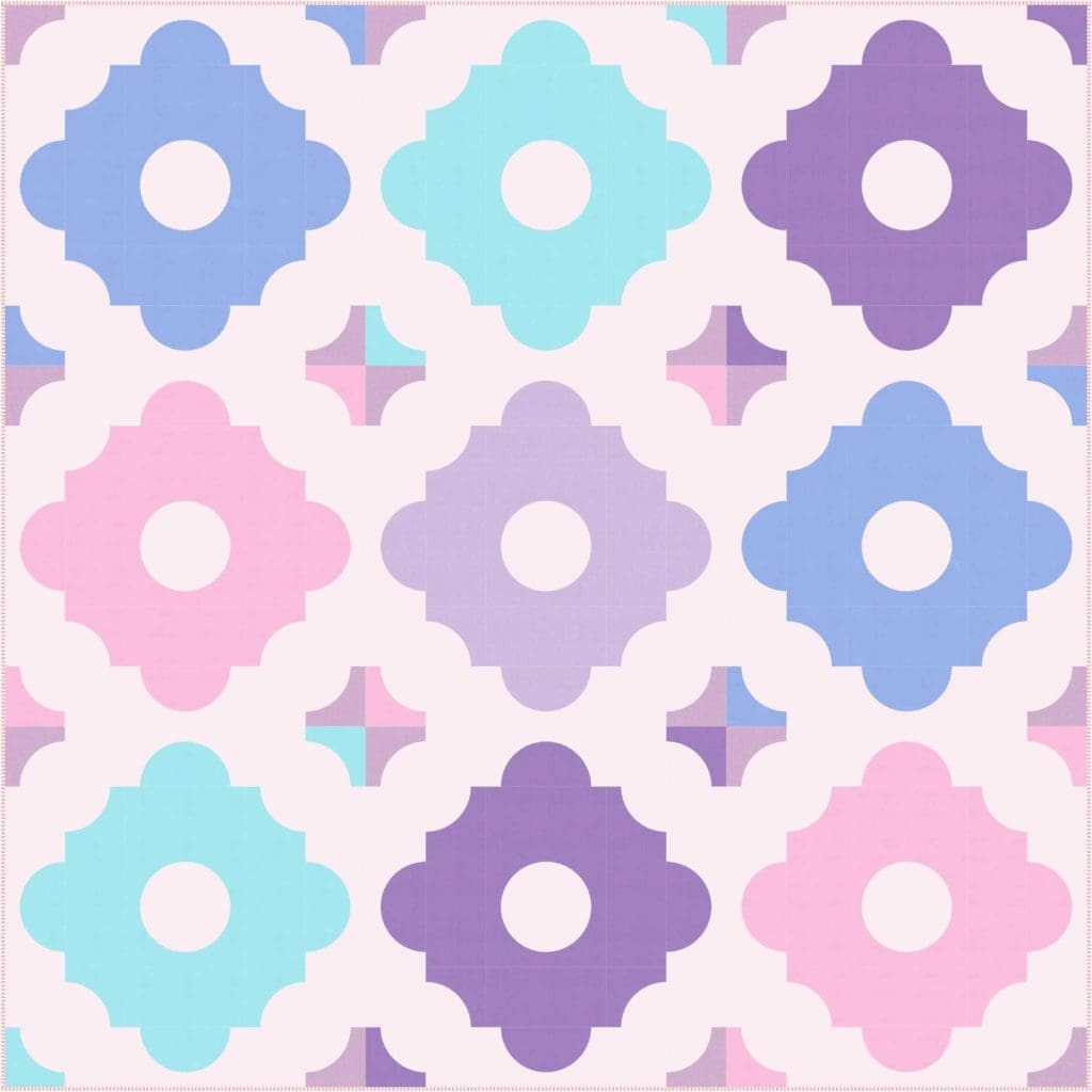A pattern of different colors and shapes on a white background.