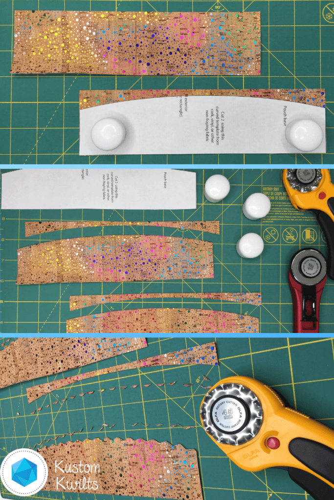A cutting board with some fabric and scissors