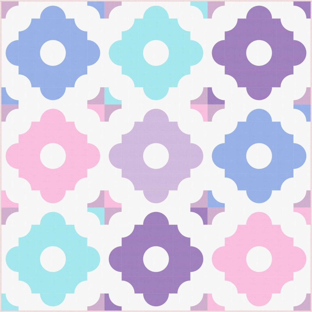 A pattern of different colors and shapes on a white background.