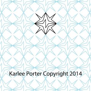 A pattern of blue and white with a black star.