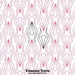 A pattern of pink and black leaves on white.