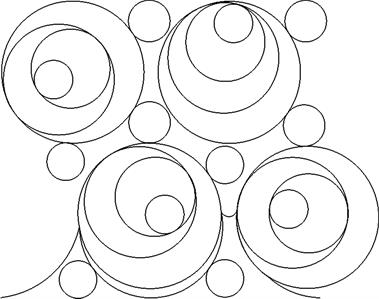 A black and white image of circles in the shape of spirals.