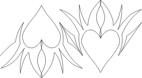 A black and white image of two hearts.