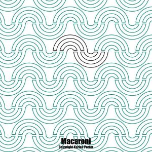 A white and blue pattern with a line drawing of an ocean.