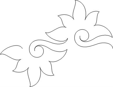 A drawing of two leaves with swirls on them.