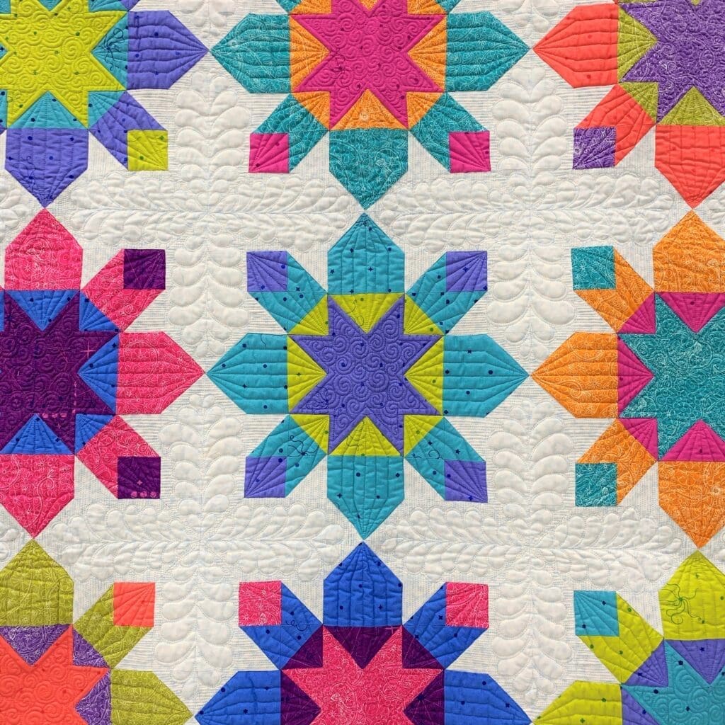 A close up of the quilt pattern