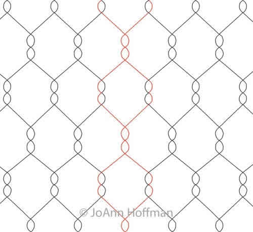 A chain link fence with an orange line on it.