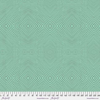 A green background with an abstract pattern.