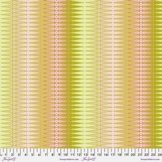 A yellow and pink striped fabric with a line pattern.