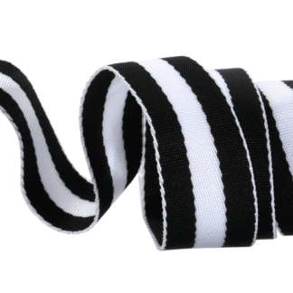 A black and white striped ribbon is shown.