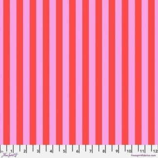 A pink and red striped fabric with a white background.