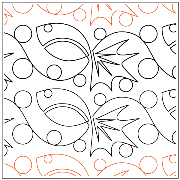 A pattern of fish and bubbles on a white background.