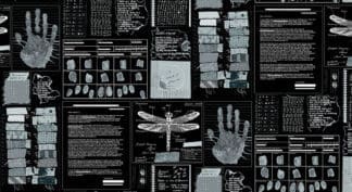crime based fabric in black and white